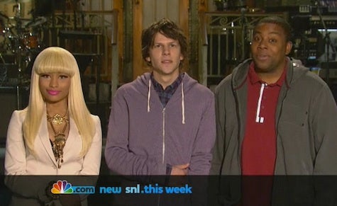 Nicki Minaj, Jesse Eisenberg, and Kenan Thompson