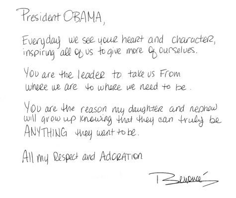 Beyoncé's Letter to Obama