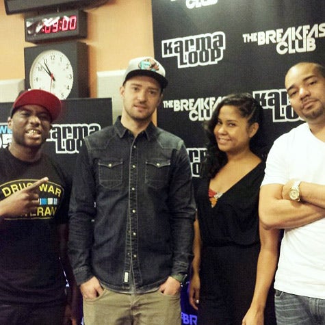 Charlamagne Tha God, Justin Timberlake, Angela Yee, and DJ Envy