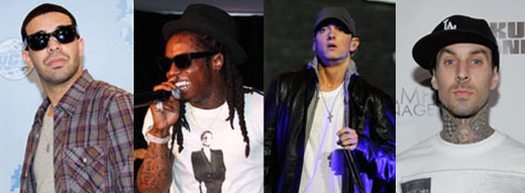 Drake, Lil Wayne, Eminem, and Travis Barker