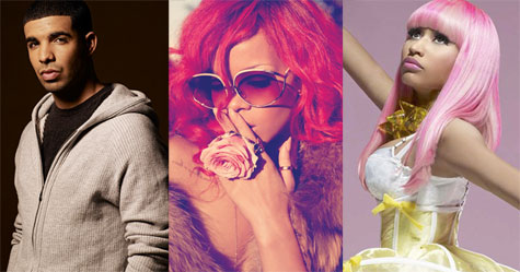 Drake, Rihanna, and Nicki Minaj