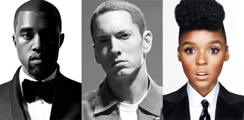 Kanye West, Eminem, and Janelle Monáe