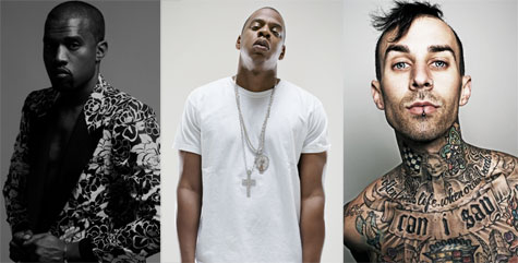 Kanye West, Jay-Z, and Travis Barker