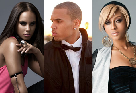 Alicia Keys, Chris Brown, and Keri Hilson