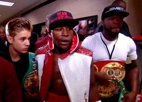 Justin Bieber, Floyd Mayweather, and 50 Cent