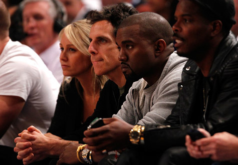 Christine Taylor, Ben Stiller, and Kanye West