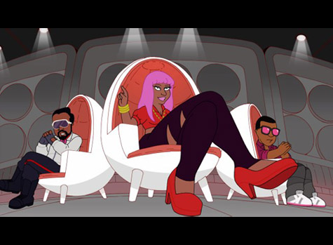 will.i.am, Nicki Minaj, and Kenny West