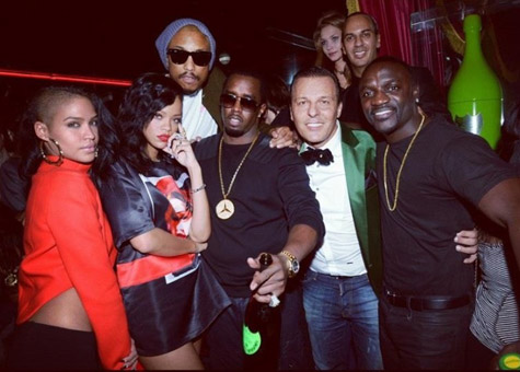 Cassie, Rihanna, Pharrell, Diddy, and Akon