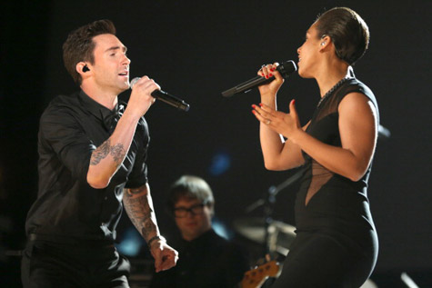 Adam Levine and Alicia Keys