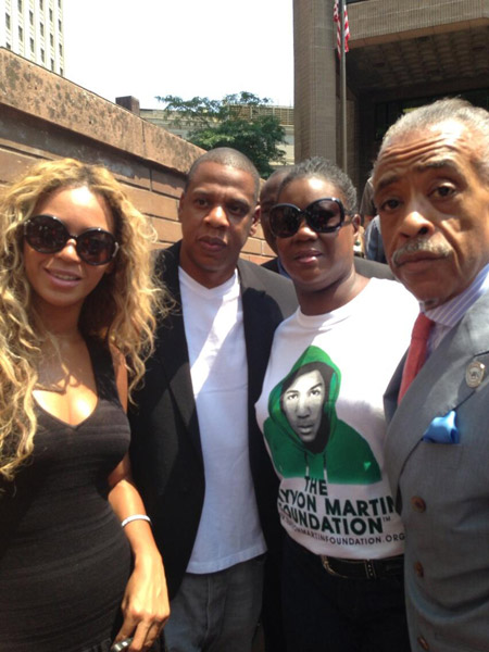 Beyoncé, Jay-Z, Sybrina Fulton, and Reverend Al Sharpton