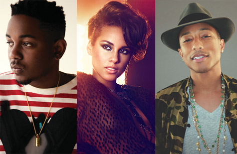 Kendrick Lamar, Alicia Keys, and Pharrell