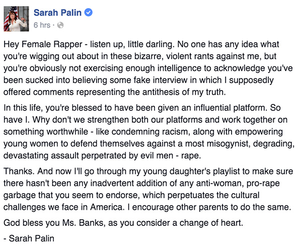 Sarah Palin vs. Azealia Banks