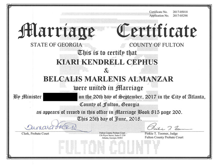 Cardi B and Offset Marriage Certificate