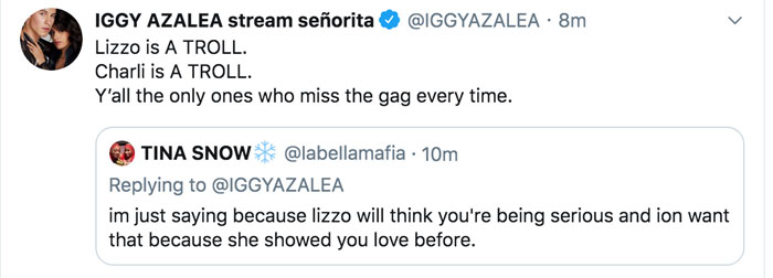 Iggy Azalea Lizzo Tweet