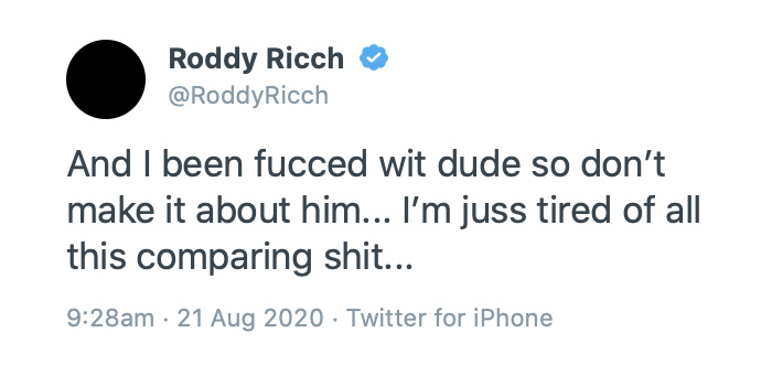 Roddy Ricch and YoungBoy Never Broke Again Tweet