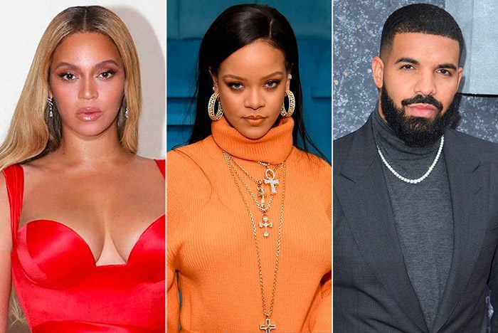 Beyoncé, Rihanna, and Drake