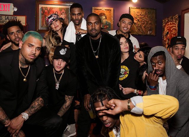 J. Cole, Chris Brown, Justin Bieber, J.Lo, Big Sean, Kanye, Khalil, Kendall Jenner, Meek Mill, Tyga, and Travi$ Scott