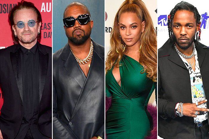 Bono, Kanye West, Beyoncé, and Kendrick Lamar