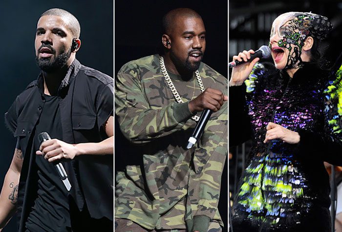 Drake, Kanye West, and Björk