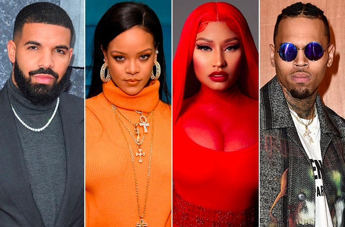 Drake, Rihanna, Nicki Minaj, and Chris Brown