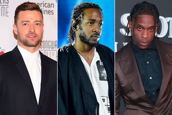 Justin Timberlake, Kendrick Lamar, and Travis Scott