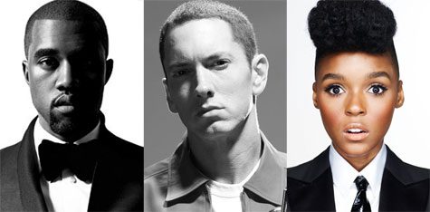 Kanye West, Eminem, and Janelle MonÃ¡e