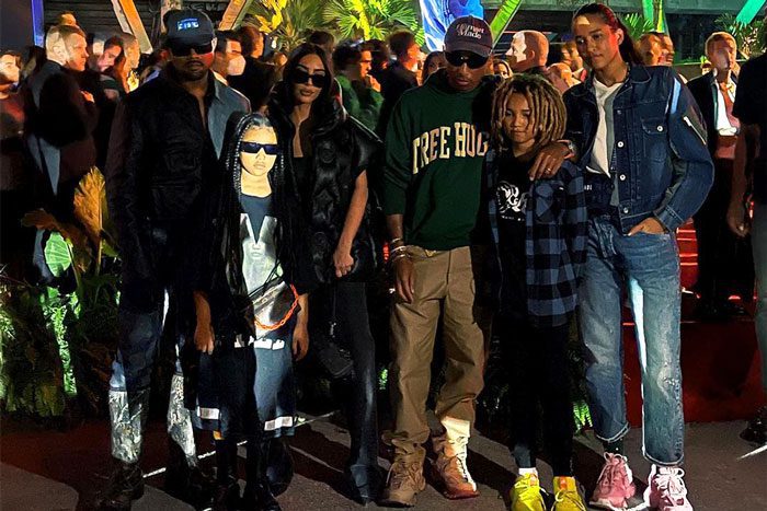 Kanye West, North West, Kim Kardashian, and Pharrell
