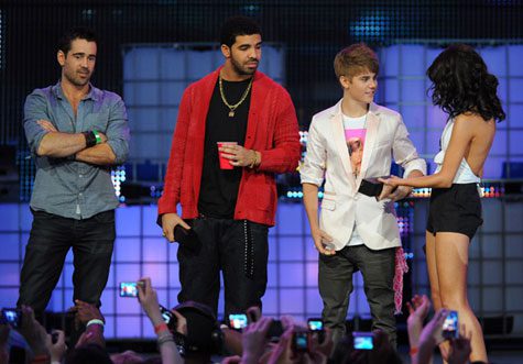Colin Farrell, Drake, Justin Bieber, and Selena Gomez