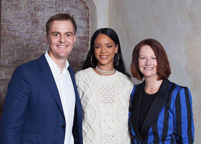 Hugh Evans, Rihanna, and Julia Gillard