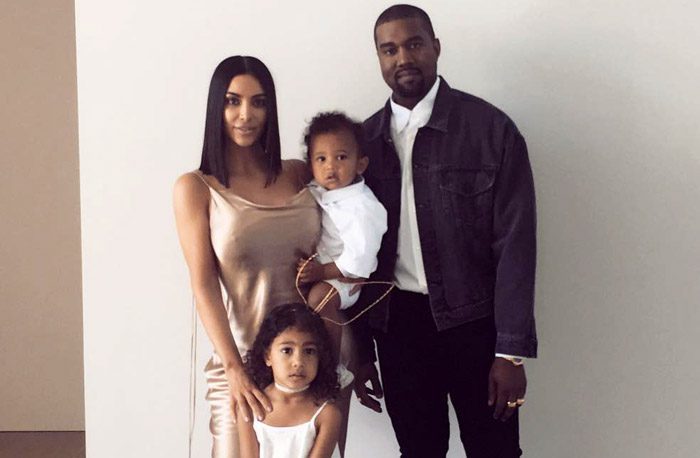 Kim Kardashian, Saint West, Kanye West, and North West