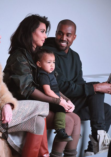 Kim Kardashian, North, and Kanye West