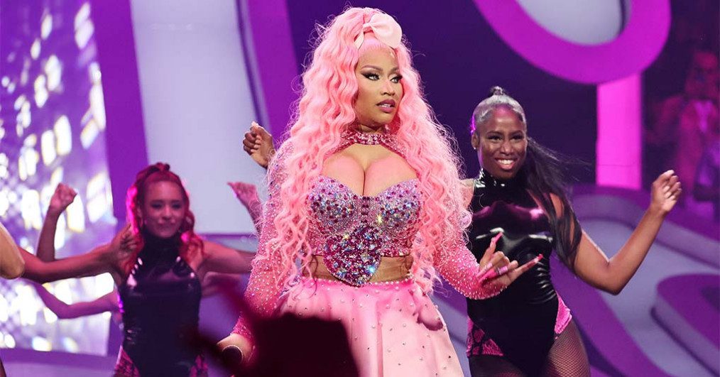 Nicki Minaj performs onstage at the 2022 MTV VMAs