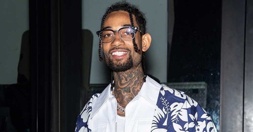 PnB Rock is seen arriving to the Palm Angels Fashion Show