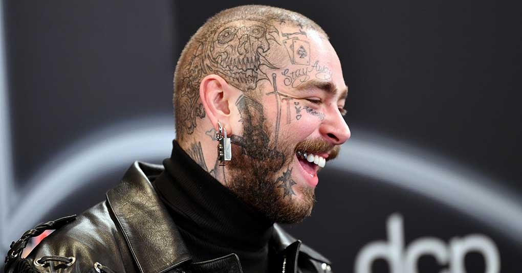 Post Malone Debuts Face Tattoo with Daughter's Initials #PostMalone