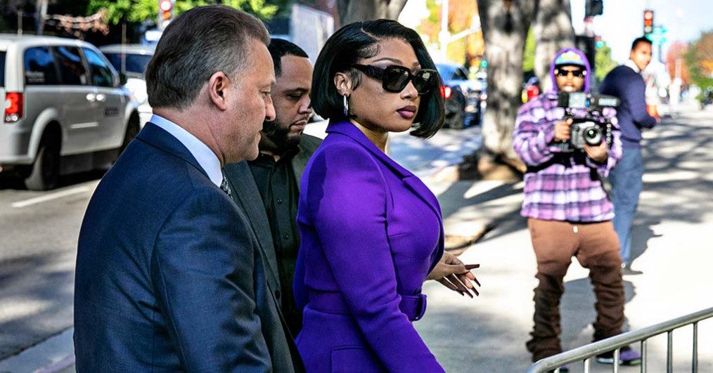 Megan Thee Stallion whose legal name is Megan Pete arrives at court to testify in the trial of Rapper Tory Lanez