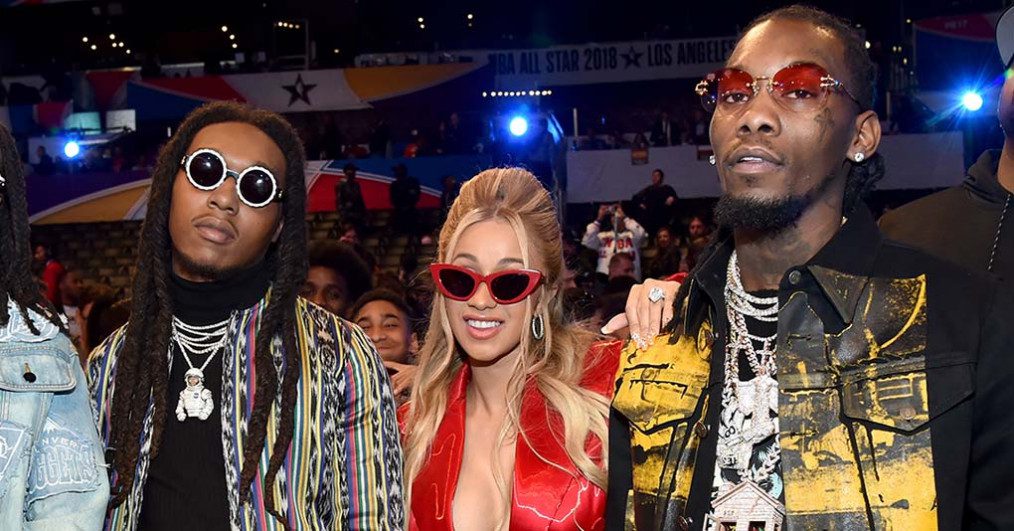 Takeoff, Cardi B, and Offset attend the 67th NBA All-Star Game