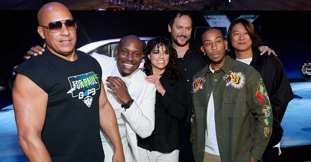 Vin Diesel, Tyrese Gibson, Michelle Rodriguez, Louis Leterrier, Ludacris, and Sung Kang attend the Trailer Launch of Universal Pictures' 
