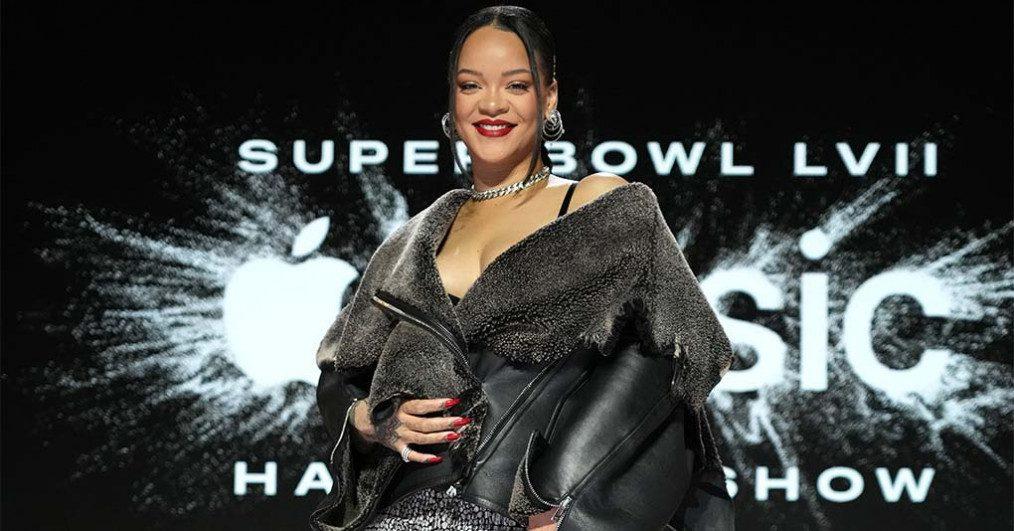 Rihanna poses during the Apple Music Super Bowl LVII Halftime Show Press Conference at Phoenix Convention Center