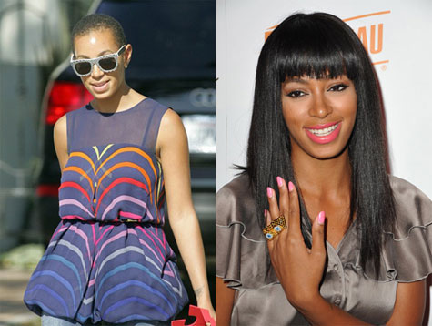 Solange before and after with a wig